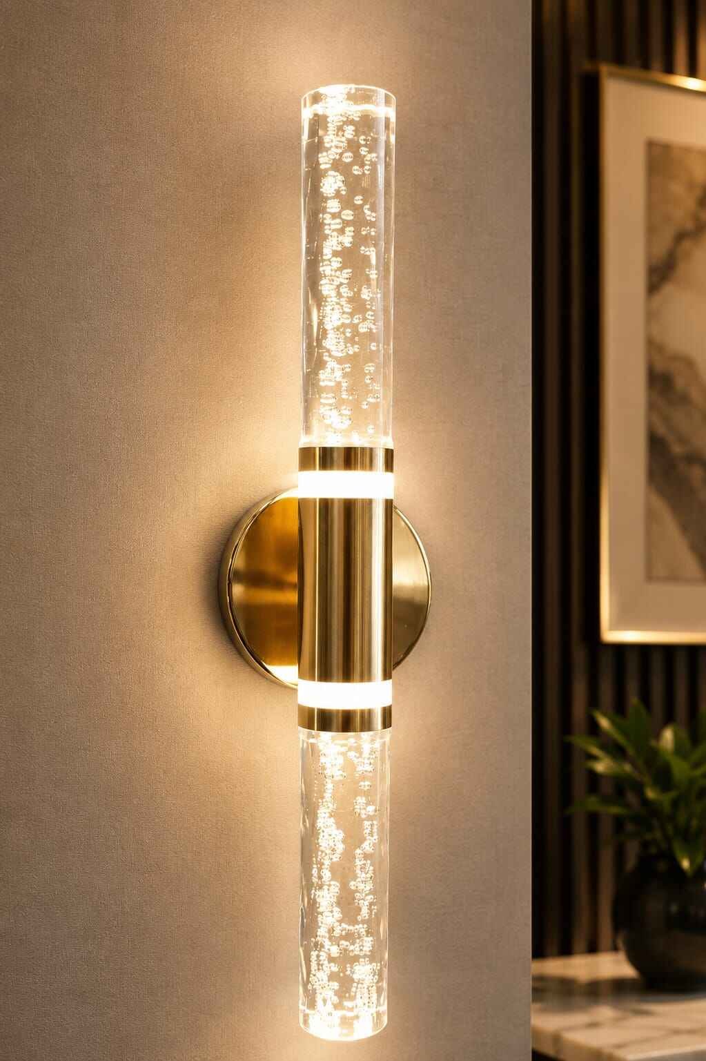 104-1.jpeg Luxury Crystal Bubble LED Wall Light – Gold Finish - Image 1