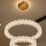 2-Ring Diamond Cut Crystal LED Chandelier - Gold FinishProduct