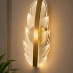 Modern Feather Acrylic LED Wall Light – Luxury Gold Wall Sconce