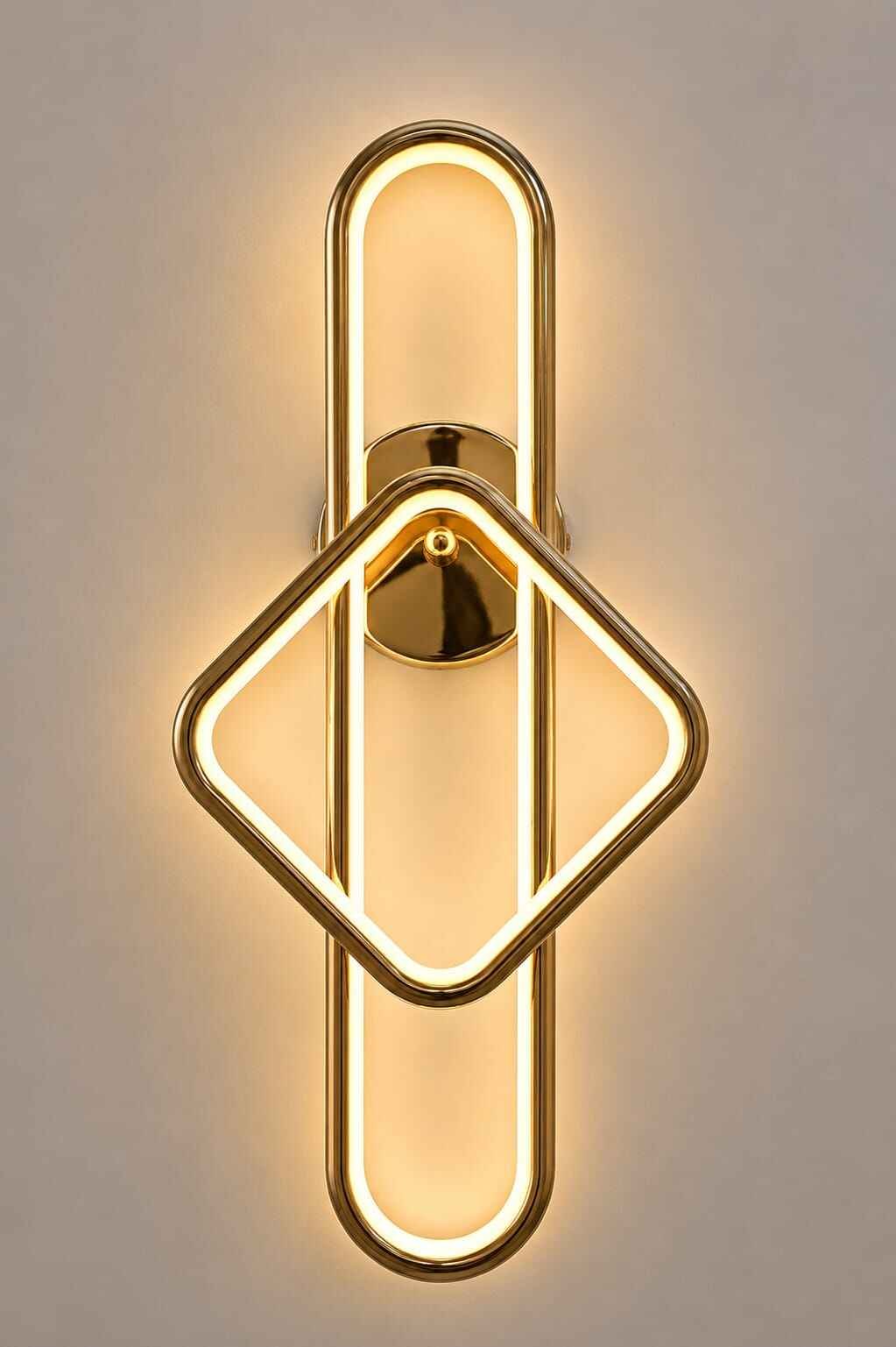 208B-1.jpeg Aurora Geometric LED Wall Light – Gold Finish - Image 1