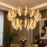 Luxury Crystal Ginkgo Leaf Chandelier – Gold Multi-Tier LED Hanging Light