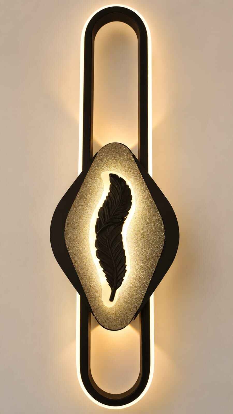 223C-1.jpeg Feather Glow Designer LED Wall Light – Matte Black - Image 1