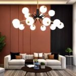 Modern Globe Chandelier – Black & Gold Finish (15 Light)