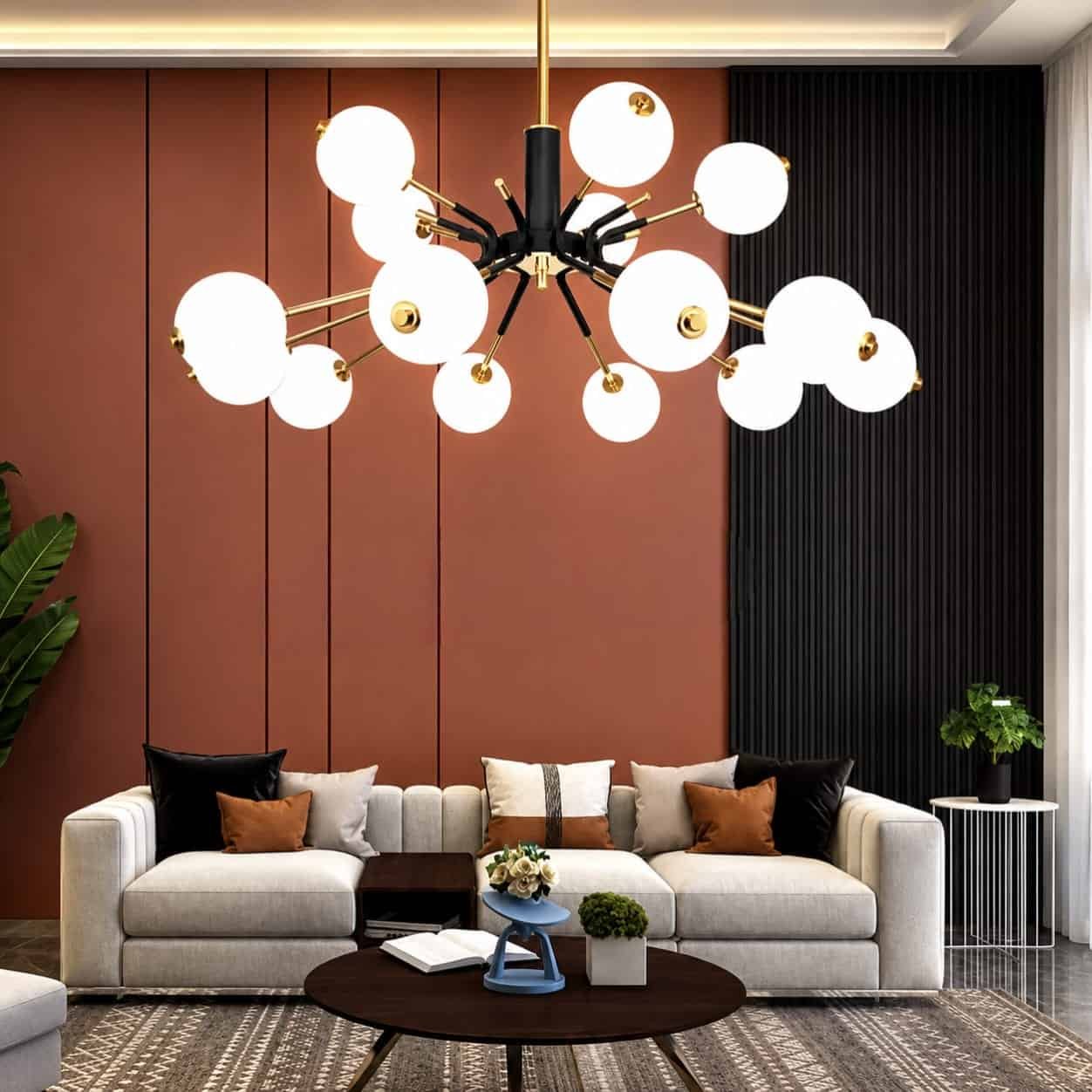 26.jpg Modern Globe Chandelier – Black & Gold Finish (15 Light) - Image 1