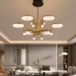 6 Light Modern Luxury Crystal Ring Chandelier – Gold Finish LED Ceiling Light