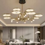 12 Light Modern Luxury Crystal Ring Chandelier – Gold Finish LED Ceiling Light