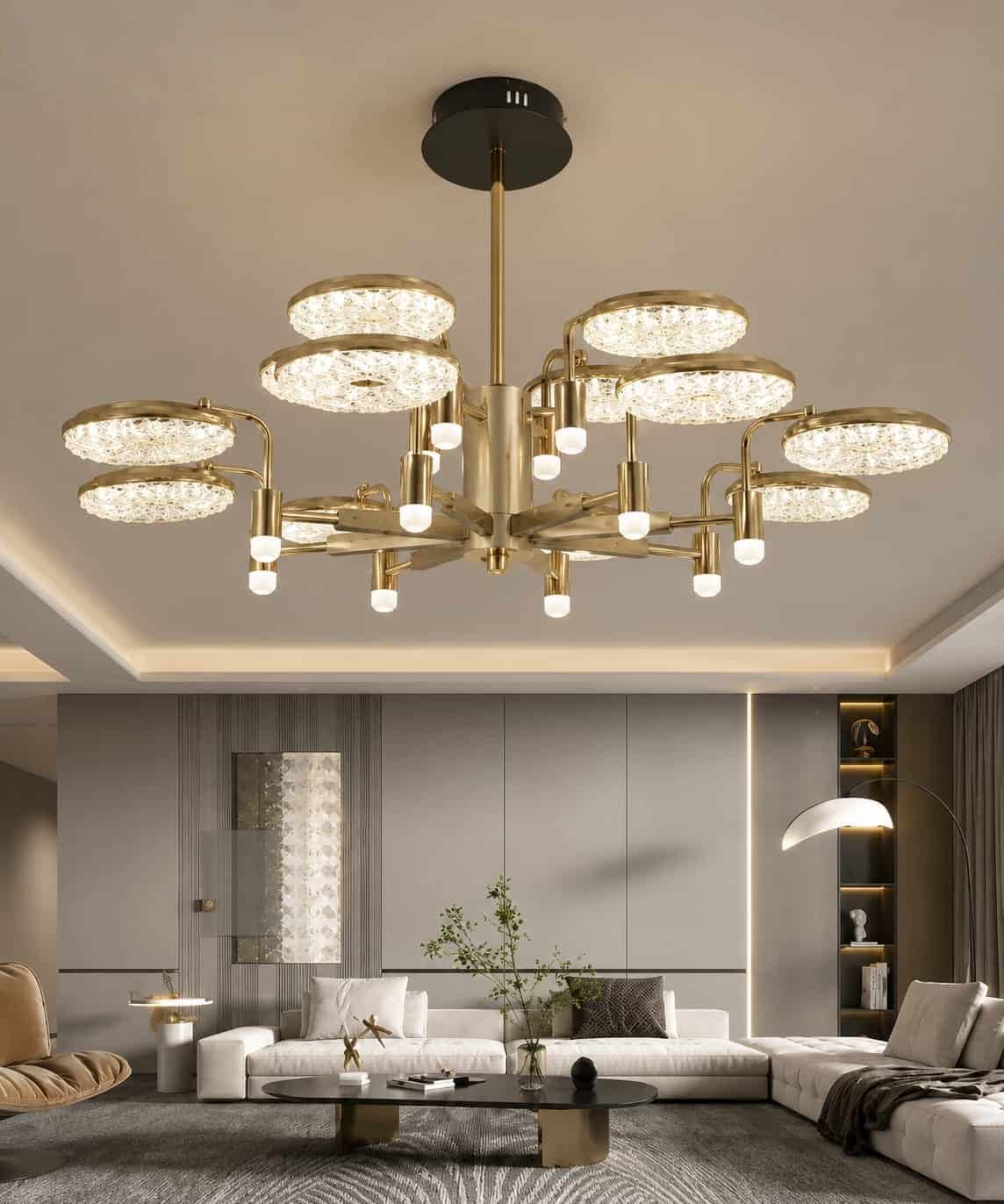 30-1.jpg 12 Light Modern Luxury Crystal Ring Chandelier – Gold Finish LED Ceiling Light - Image 1