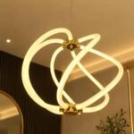 6-Light Orbit LED Hanging Chandelier – Modern Gold Pendant Light