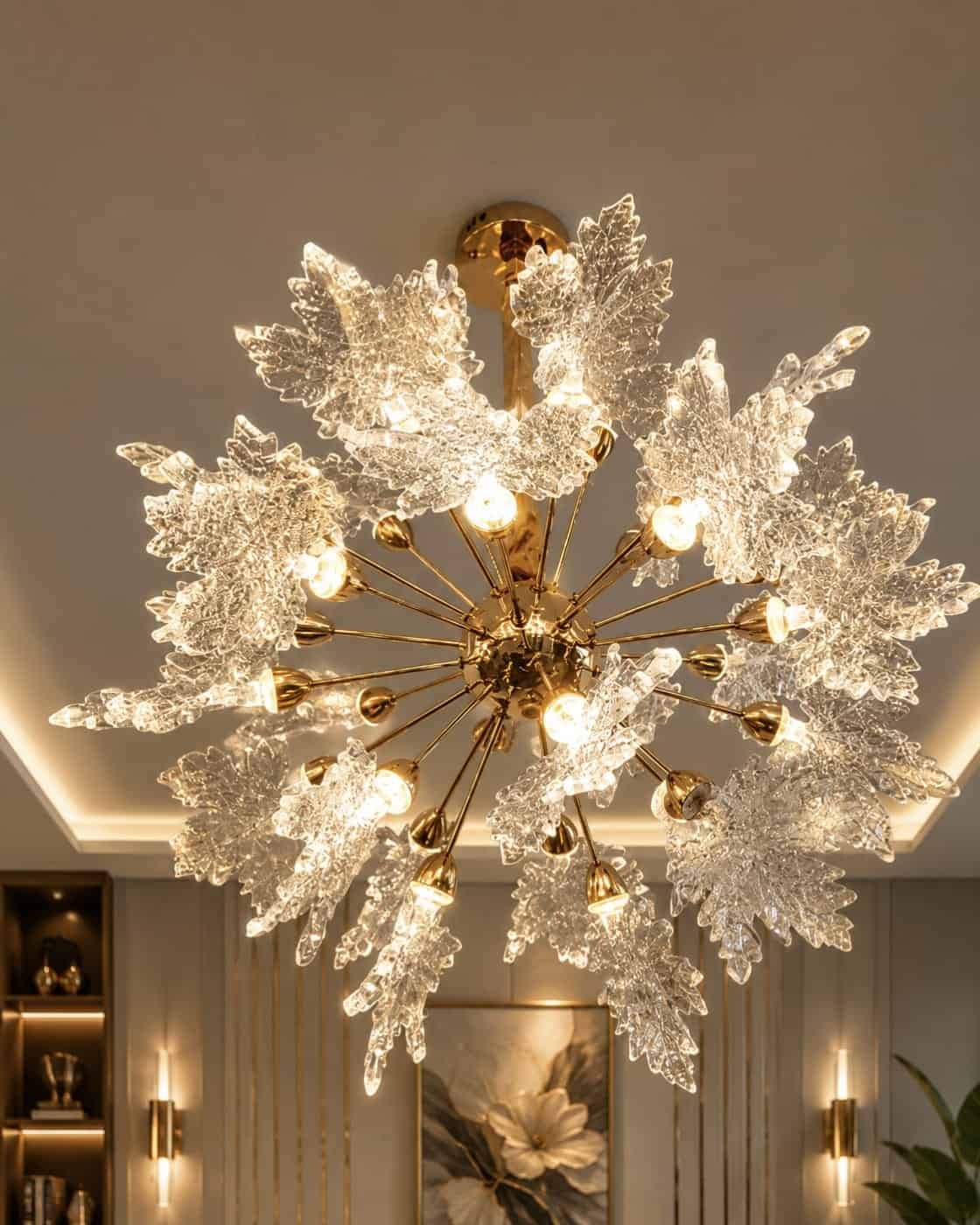 34.jpg Luxury Crystal Leaf Chandelier – Gold Finish - Image 1