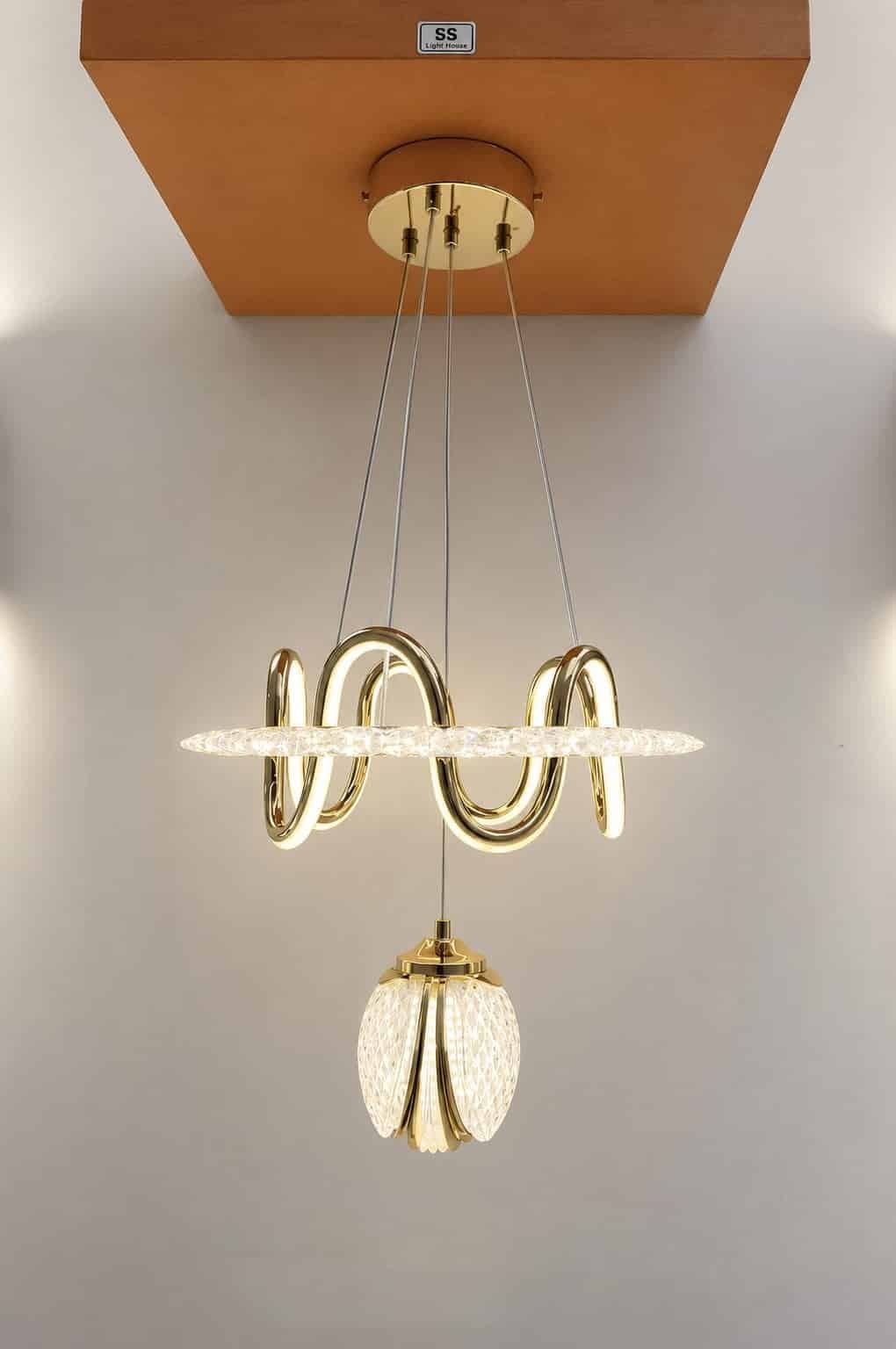 35.jpg Luxury Crystal Ring Pendant Chandelier – Gold Finish LED Hanging Light - Image 1