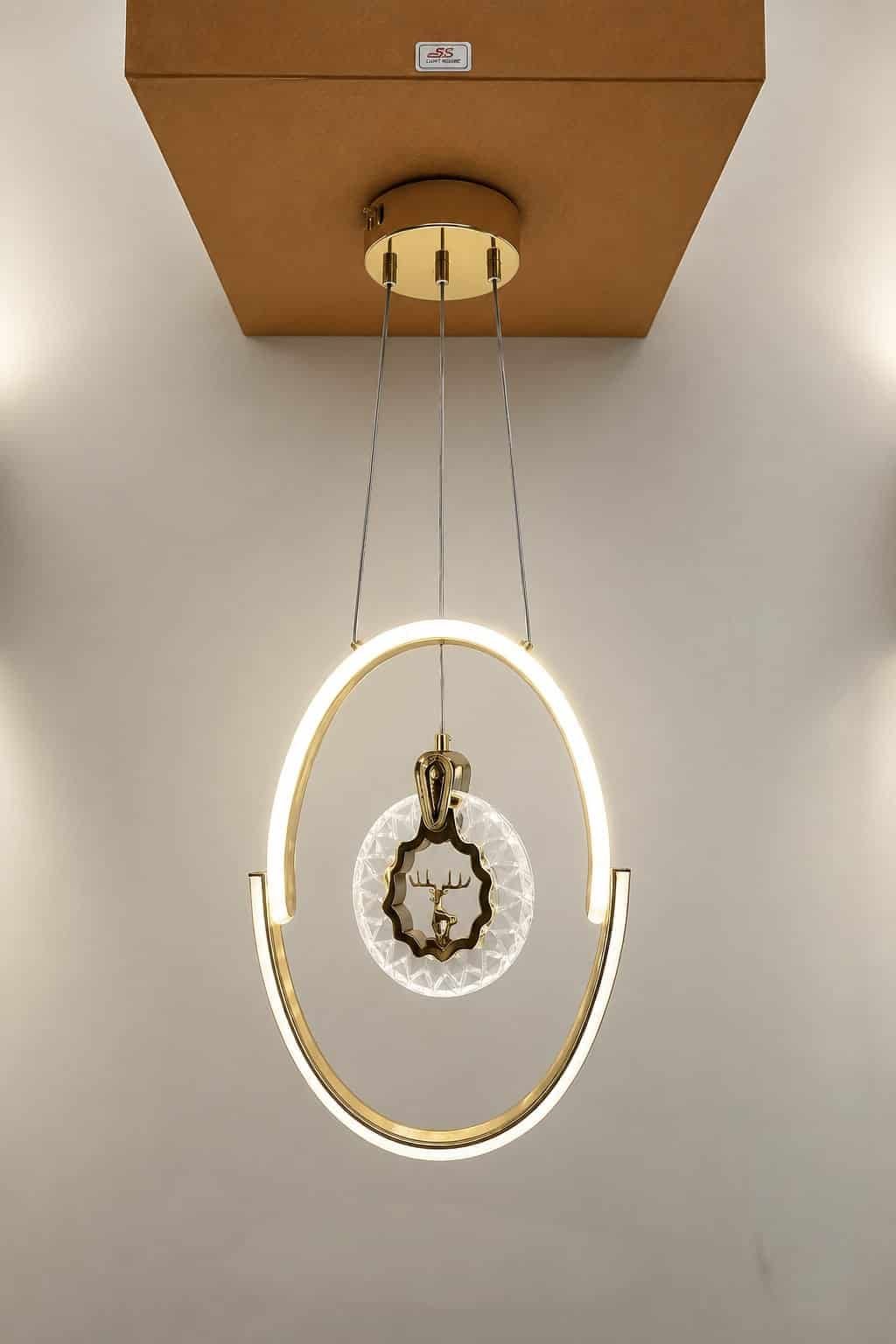38.jpg Modern Crystal Deer Pendant Chandelier – Gold Finish LED Hanging Light - Image 1