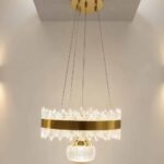 Crystal Ring Pendant Chandelier – Gold Finish LED Hanging Light