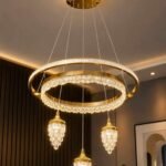 Luxury Crystal Ring LED Chandelier – Gold Finish