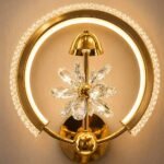 Luxury Crystal Flower LED Wall Light – Gold Finish Decorative Sconce