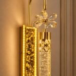 Luxury Crystal Flower LED Wall Light – Gold Finish Decorative Sconce