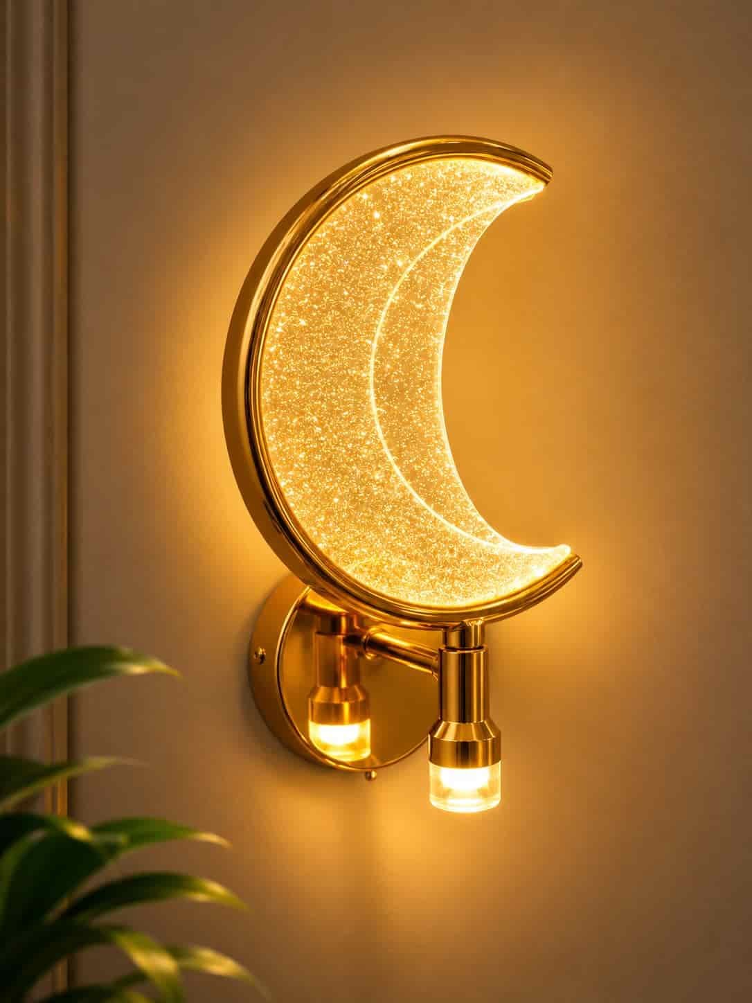 57.jpg Modern Crescent Moon Crystal Wall Light - Image 1