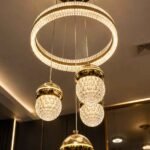 Luxury Crystal Globe Ring LED Chandelier – 4 Light Pendant Design